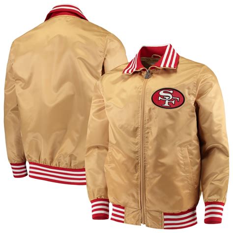 Color: Golden color with red and white Elastic Cuffs and waist. . Starter san francisco 49ers jacket